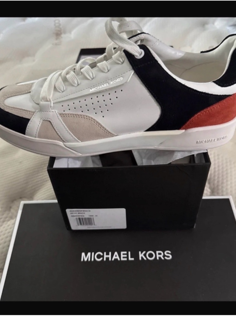 Michael Kors Men's White Black Red Accent Low-Top Sneakers
